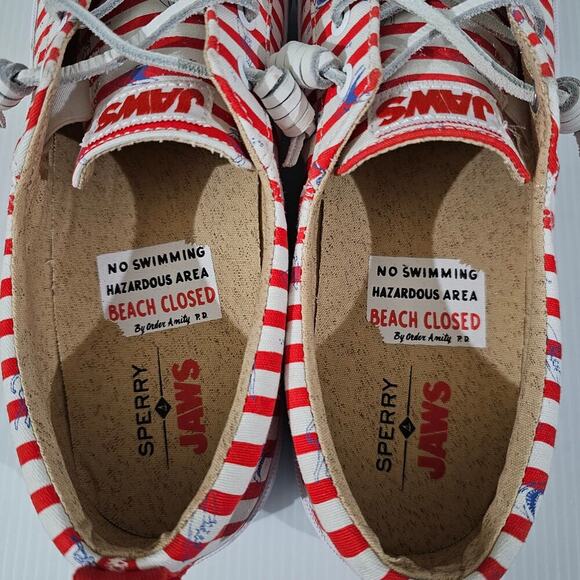 Sperry Red and White Striped Athletic Shoes - Picture 9 of 14